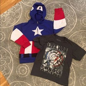 Kids Marvel Captain America Hoodie and Tee Sz S